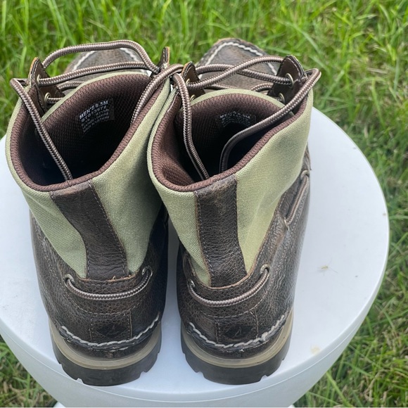 Sperry Top-Sider Boots Mens Size 8.5 Carson Brown Green Leather Canvas STS13572 - Picture 7 of 13